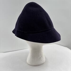 Vtg Classmate Cloche Hat Wool Felt Schoolgirl Tilt Brim 1940s Downton Abbey
